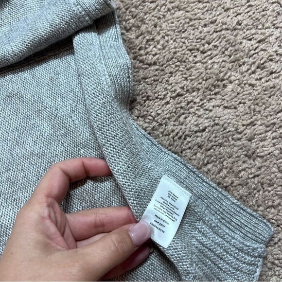 Talbots Mock Neck Poncho Sweater Womens Gray Cable Knit Wool Blend Size M - Picture 7 of 8